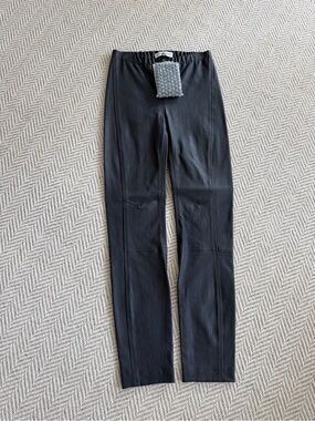 KaufmanFranco Black Stretch Slim Fit Leather Pants